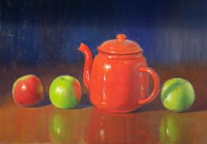 Red Teapot and Apples