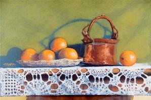 Copper Pot, Oranges and Lace